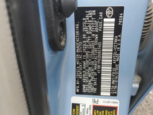 4T1BF1FK2DU651405 - 2013 TOYOTA CAMRY L BLUE photo 13
