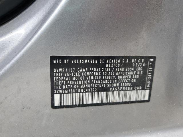 3VWBM7BU1RM043372 - 2024 VOLKSWAGEN JETTA SPORT GRAY photo 12
