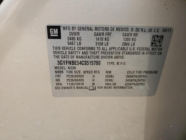 3GYFNBE34CS515780 - 2012 CADILLAC SRX PERFORMANCE COLLECTION კრემისფერი ფოტო 13