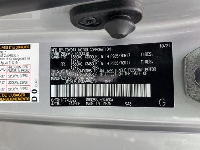 JTENU5JR9N5998708 - 2022 TOYOTA 4RUNNER SR5/SR5 PREMIUM 银色 照片 13