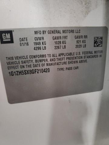 1G1ZH5SX8GF210420 - 2016 CHEVROLET MALIBU PREMIER WHITE photo 12