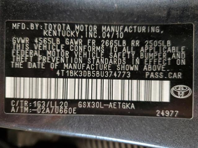 4T1BK3DB5BU374773 - 2011 TOYOTA AVALON BASE 灰色 照片 13