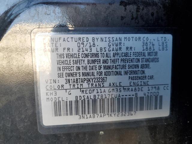 3N1AB7AP9KY232367 - 2019 NISSAN SENTRA S BLACK photo 13