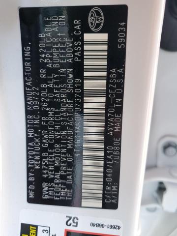 4T1G11AK0PU737019 - 2023 TOYOTA CAMRY SE NIGHT SHADE WHITE photo 12