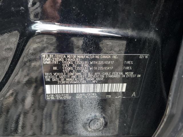 2T3RFREV6GW457089 - 2016 TOYOTA RAV4 XLE BLACK photo 14