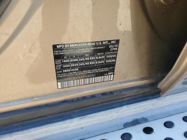 4JGBB8GBXAA594080 - 2010 MERCEDES-BENZ ML 350 4MATIC TAN photo 14