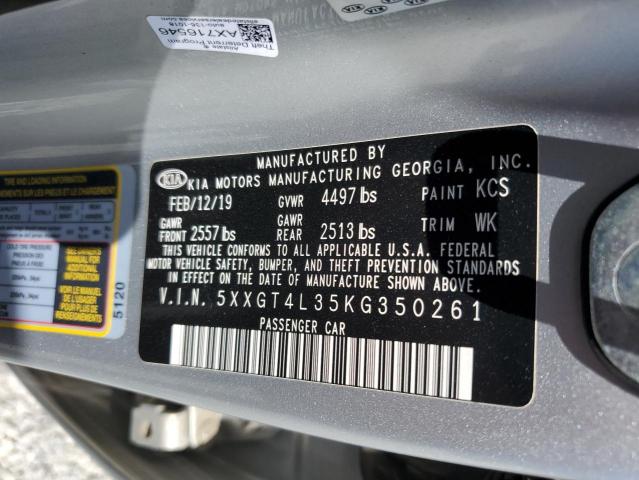 5XXGT4L35KG350261 - 2019 KIA OPTIMA LX ვერცხლისფერი ფოტო 12