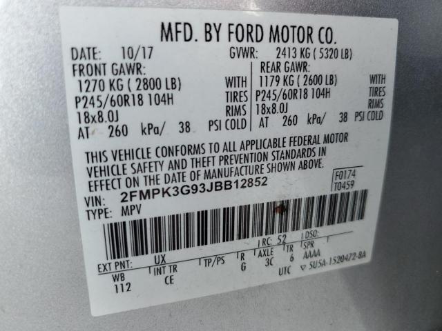 2FMPK3G93JBB12852 - 2018 FORD EDGE SE Күміс фото 14