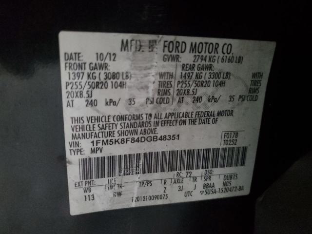 1FM5K8F84DGB48351 - 2013 FORD EXPLORER LIMITED BLACK photo 13