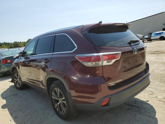 5TDJKRFH5GS326934 - 2016 TOYOTA HIGHLANDER XLE Bordo foto 2