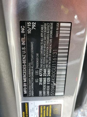 55SWF4KB0GU116131 - 2016 MERCEDES-BENZ C 300 4MATIC GRAY photo 12