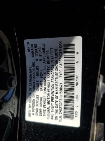 2HGFC2F51JH588621 - 2018 HONDA CIVIC LX BLACK photo 12