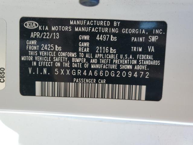 5XXGR4A66DG209472 - 2013 KIA OPTIMA SX WHITE photo 13