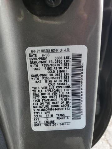 JN8DR09Y44W901122 - 2004 NISSAN PATHFINDER LE 灰色 照片 12