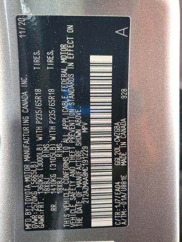 2T2AZMAA8MC191229 - 2021 LEXUS RX 350 BASE SILVER photo 12