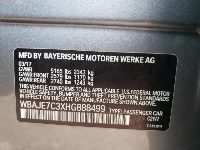 WBAJE7C3XHG888499 - 2017 BMW 540 XI GRAY photo 12