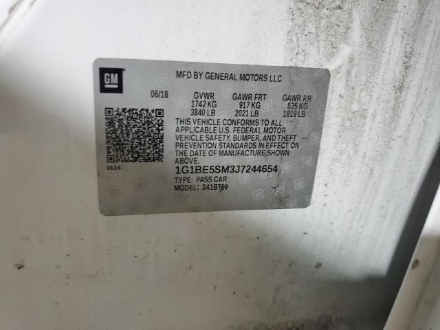 1G1BE5SM3J7244654 - 2018 CHEVROLET CRUZE LT 白色 照片 12