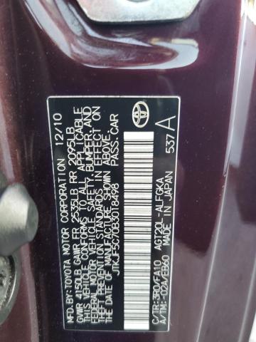 JTKJF5C70B3018498 - 2011 TOYOTA SCION TC 勃艮第红 照片 12