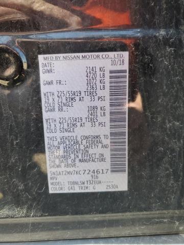 5N1AT2MV7KC724617 - 2019 NISSAN ROGUE S BLACK photo 13