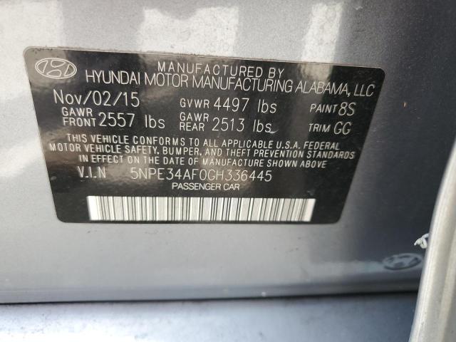 5NPE34AF0GH336445 - 2016 HYUNDAI SONATA SPORT SILVER photo 12