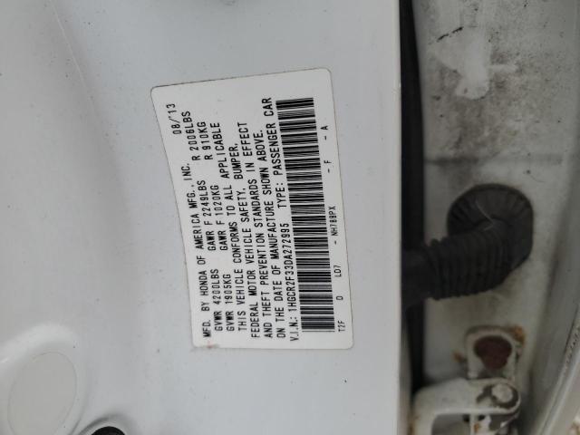 1HGCR2F33DA272995 - 2013 HONDA ACCORD LX WHITE photo 12