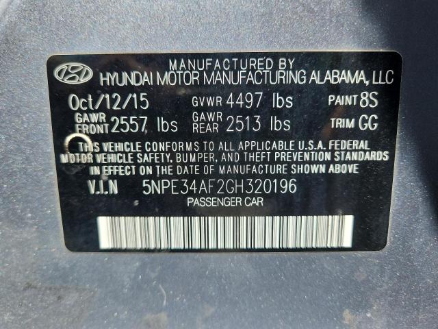 5NPE34AF2GH320196 - 2016 HYUNDAI SONATA SPORT SILVER photo 13