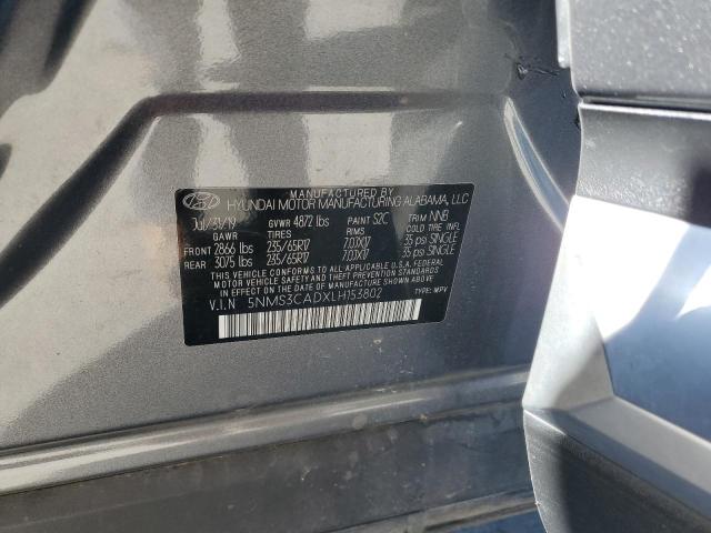 5NMS3CADXLH153802 - 2020 HYUNDAI SANTA FE SEL GRAY photo 14