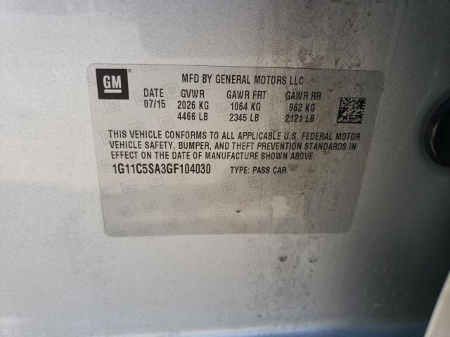 1G11C5SA3GF104030 - 2016 CHEVROLET MALIBU LIM LT Күміс фото 12