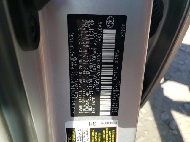 4T1BE46K89U383682 - 2009 TOYOTA CAMRY BASE SILVER photo 12