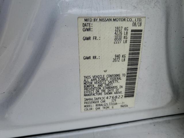 1N4AL3APXJC476822 - 2018 NISSAN ALTIMA 2.5 Ağ foto 12