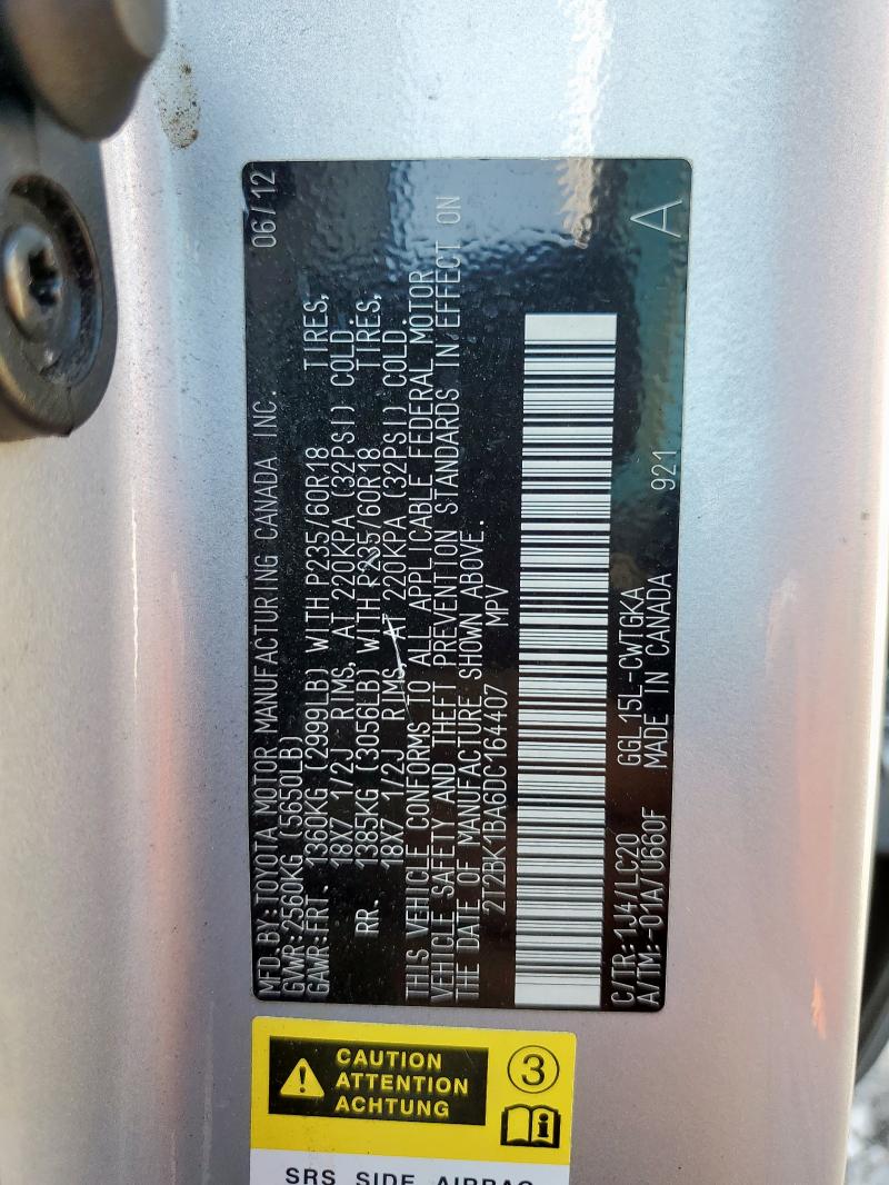 2T2BK1BA6DC164407 - 2013 LEXUS RX 350 BASE SILVER photo 14