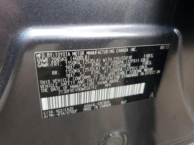 2T3DFREV9DW056142 - 2013 TOYOTA RAV4 LIMITED CHARCOAL photo 14