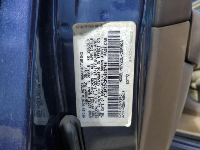 4T1BF22K3VU920749 - 1997 TOYOTA CAMRY CE 蓝色 照片 12