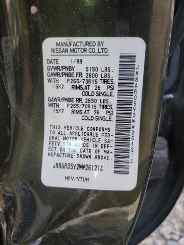 JN8AR05Y2WW261214 - 1998 NISSAN PATHFINDER LE GREEN photo 12
