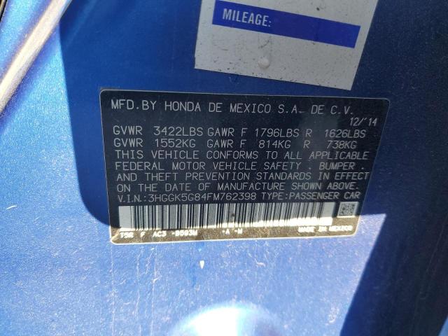 3HGGK5G84FM762398 - 2015 HONDA FIT EX ლურჯი ფოტო 13