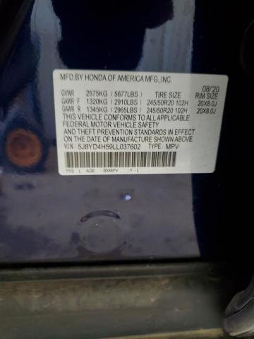 5J8YD4H59LL037602 - 2020 ACURA MDX TECHNOLOGY Azul foto 13