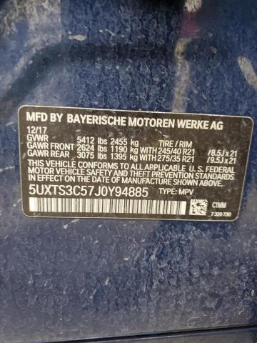 5UXTS3C57J0Y94885 - 2018 BMW X3 XDRIVEM40I 蓝色 照片 13