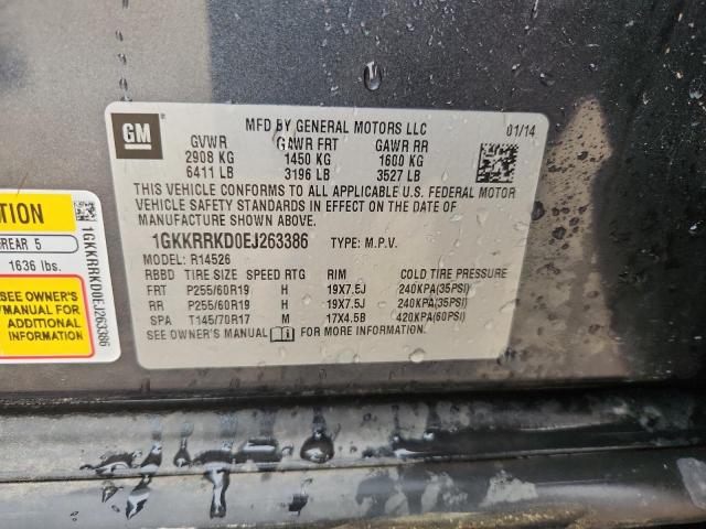 1GKKRRKD0EJ263386 - 2014 GMC ACADIA SLT-1 GRAY photo 13