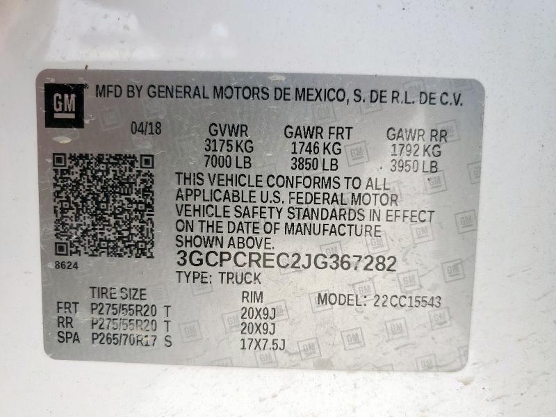 3GCPCREC2JG367282 - 2018 CHEVROLET SILVERADO C1500 LT Ақ фото 13