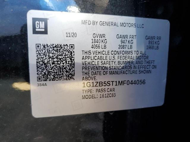 1G1ZB5ST1MF044056 - 2021 CHEVROLET MALIBU LS BLACK photo 12