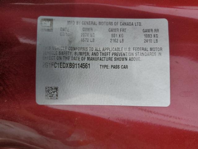 2G1FC1EDXB9114561 - 2011 CHEVROLET CAMARO LT Kırmızı fotoğraf 13