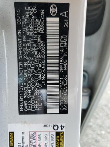 JTNKARJE8GJ520659 - 2016 TOYOTA SCION IM WHITE photo 12