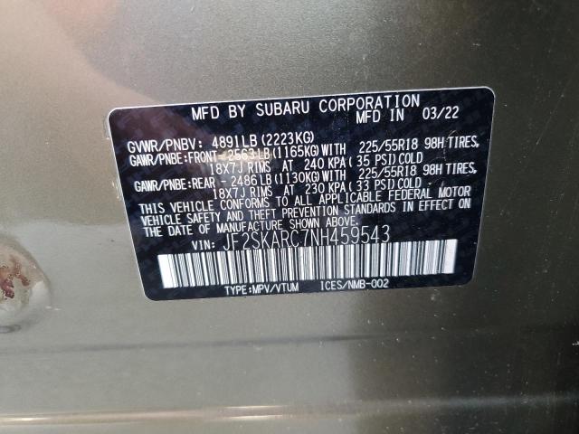 JF2SKARC7NH459543 - 2022 SUBARU FORESTER TOURING 绿色 照片 13