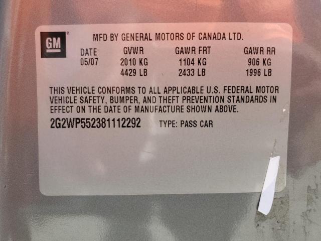 2G2WP552381112292 - 2008 PONTIAC GRAND PRIX 银色 照片 12