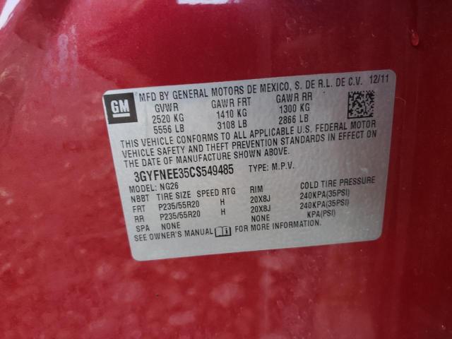 3GYFNEE35CS549485 - 2012 CADILLAC SRX PERFORMANCE COLLECTION Czerwony zdjęcie 12
