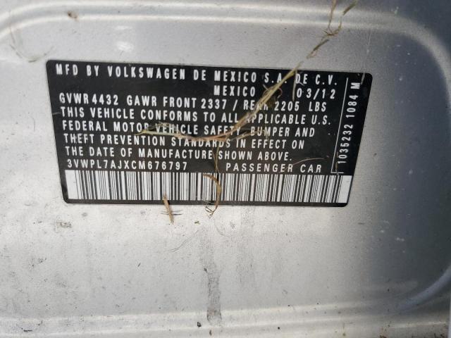 3VWPL7AJXCM676797 - 2012 VOLKSWAGEN JETTA TDI SILVER photo 12