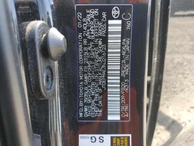 JTDEPMAE3NJ216123 - 2022 TOYOTA COROLLA LE BLACK photo 12