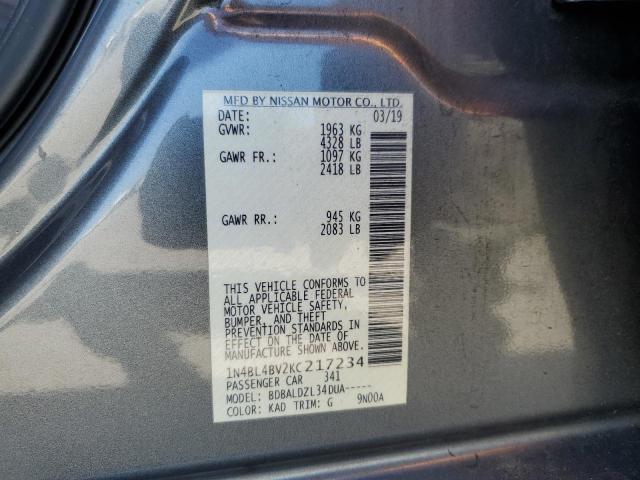 1N4BL4BV2KC217234 - 2019 NISSAN ALTIMA S CHARCOAL photo 12