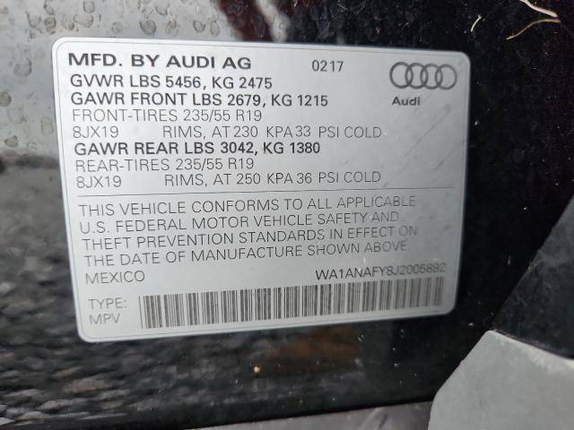 WA1ANAFY8J2005892 - 2018 AUDI Q5 PREMIUM 黑色 照片 13