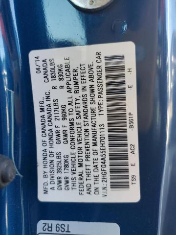 2HGFG4A55EH701113 - 2014 HONDA CIVIC SI BLUE photo 12